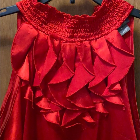 Vintage Dots red halter ruffle top L - Picture 2 of 7